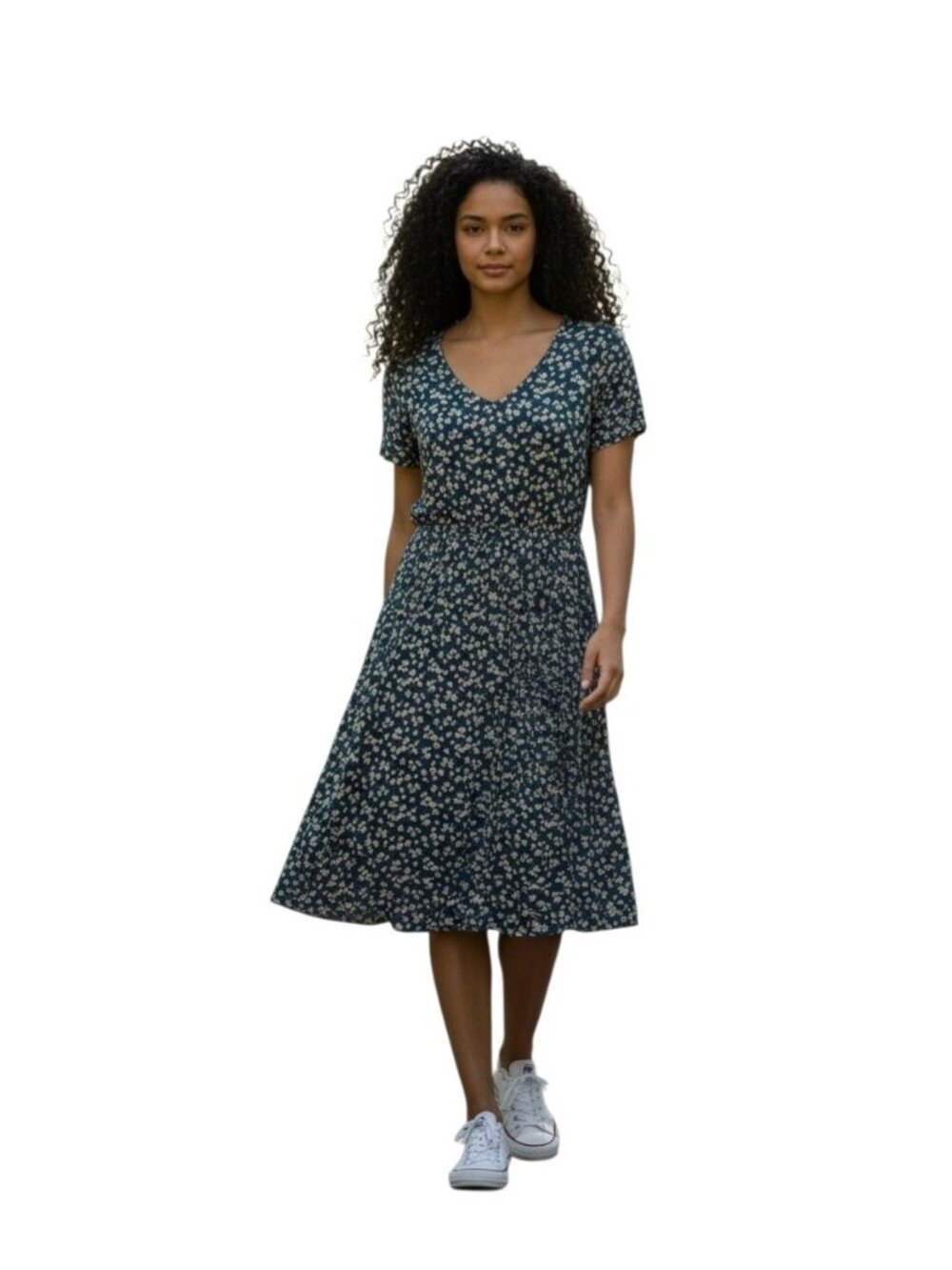 Wallflower Womens Midi Dress XL Blue White Floral Crinkly Fabric Short Sleeve